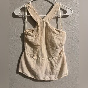 Cream halter top with crossed straps